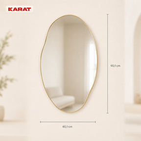 Miroir mural | Lena | Miroir organique avec cadre en aluminium champagne | 60 × 90 cm