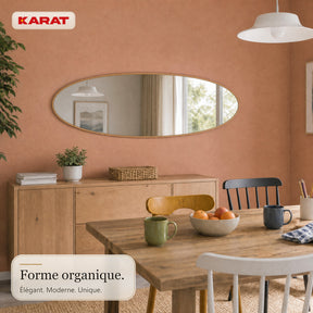 Miroir pleine longueur | Nina | Miroir mural organique avec cadre en aluminium aspect bois | 65 × 150 cm