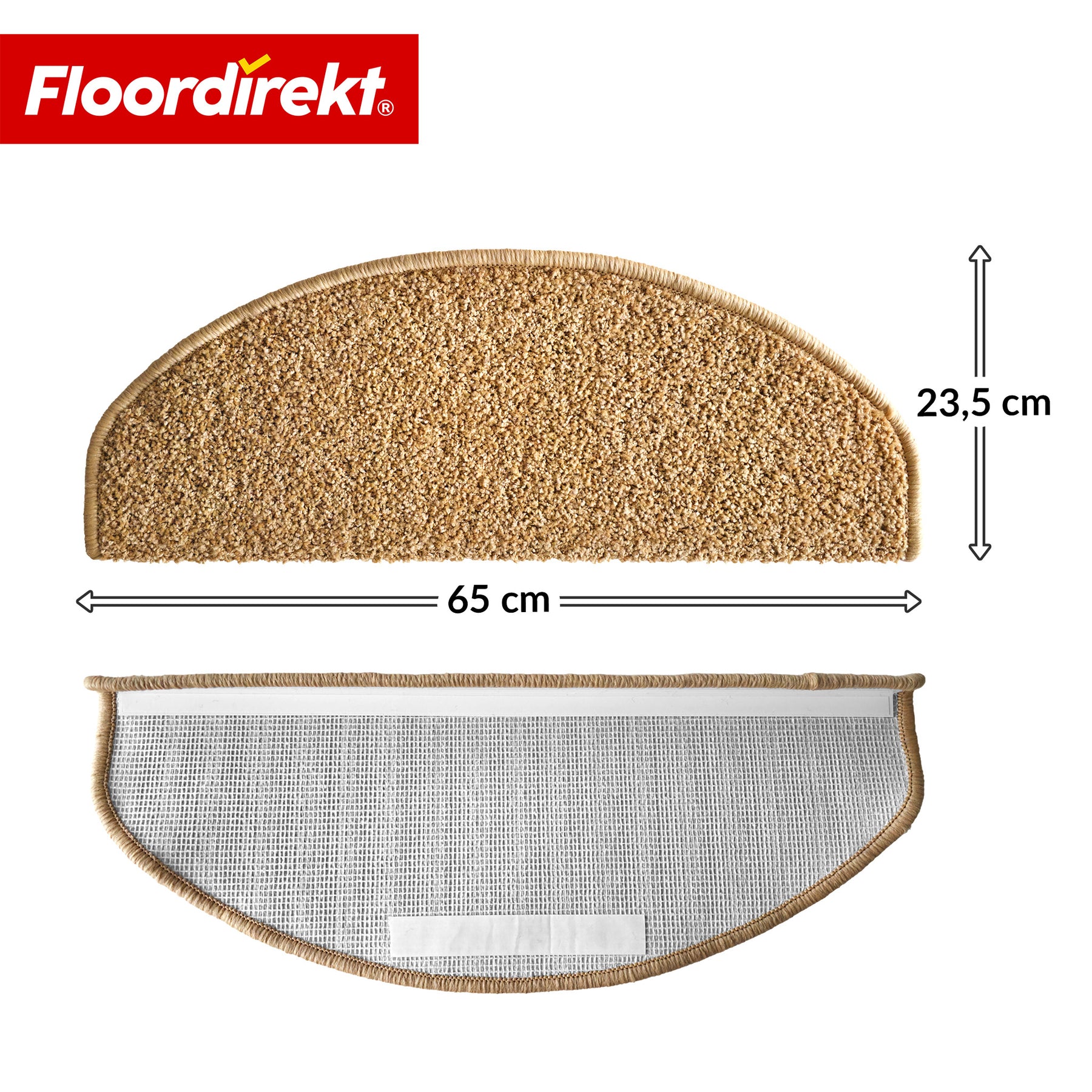 Tapis d’escalier | Madrid | Tapis de marche shaggy demi-rond, autocollant & insonorisant