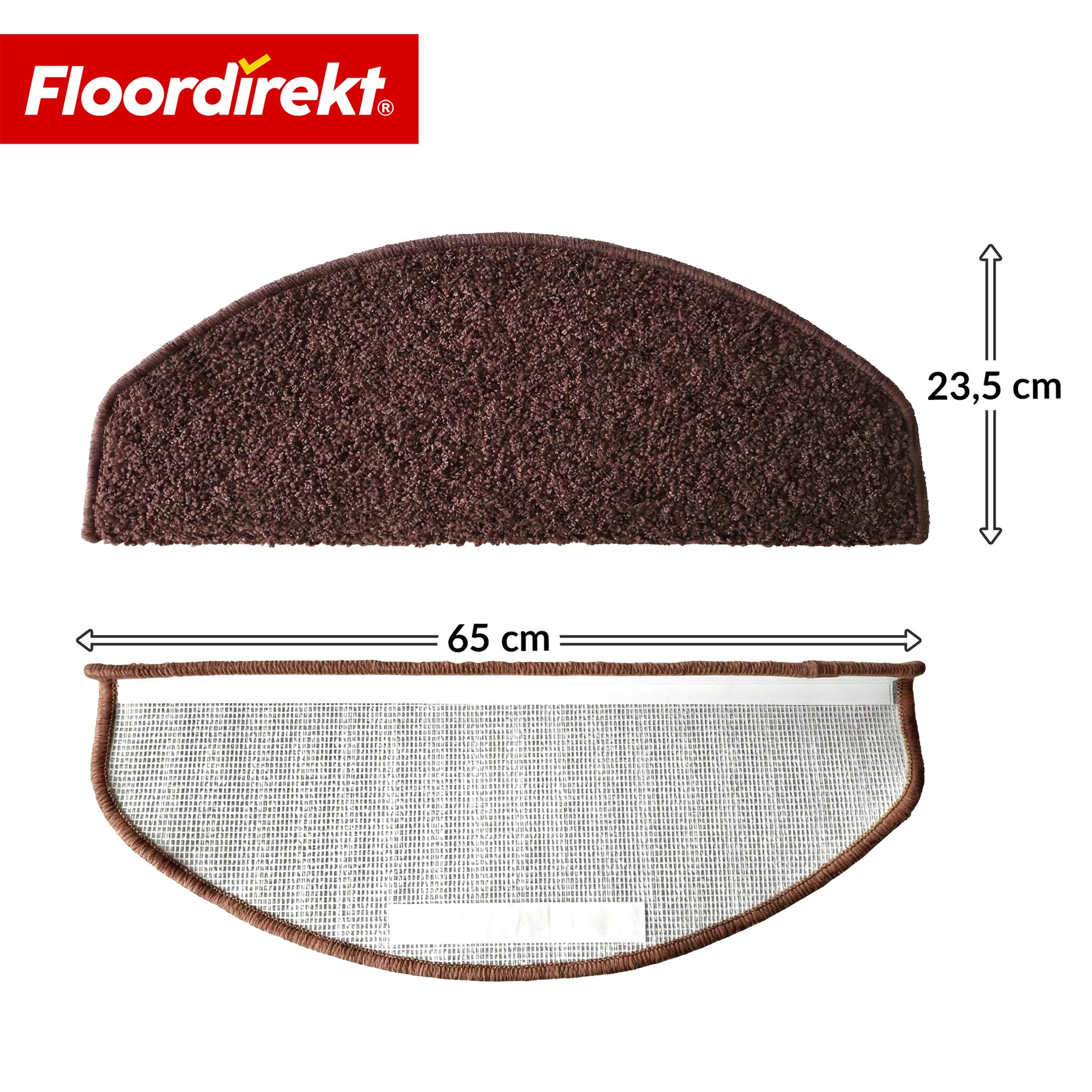 Tapis d’escalier | Madrid | Tapis de marche shaggy demi-rond, autocollant & insonorisant
