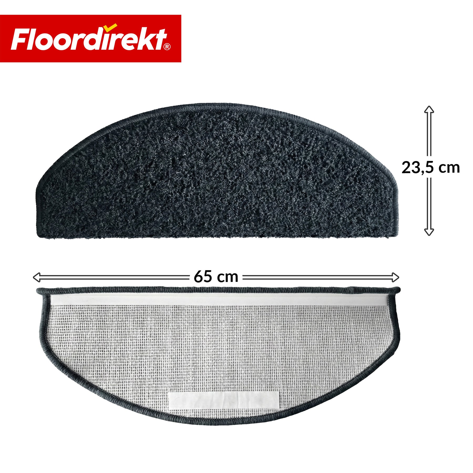 Tapis d’escalier | Madrid | Tapis de marche shaggy demi-rond, autocollant & insonorisant