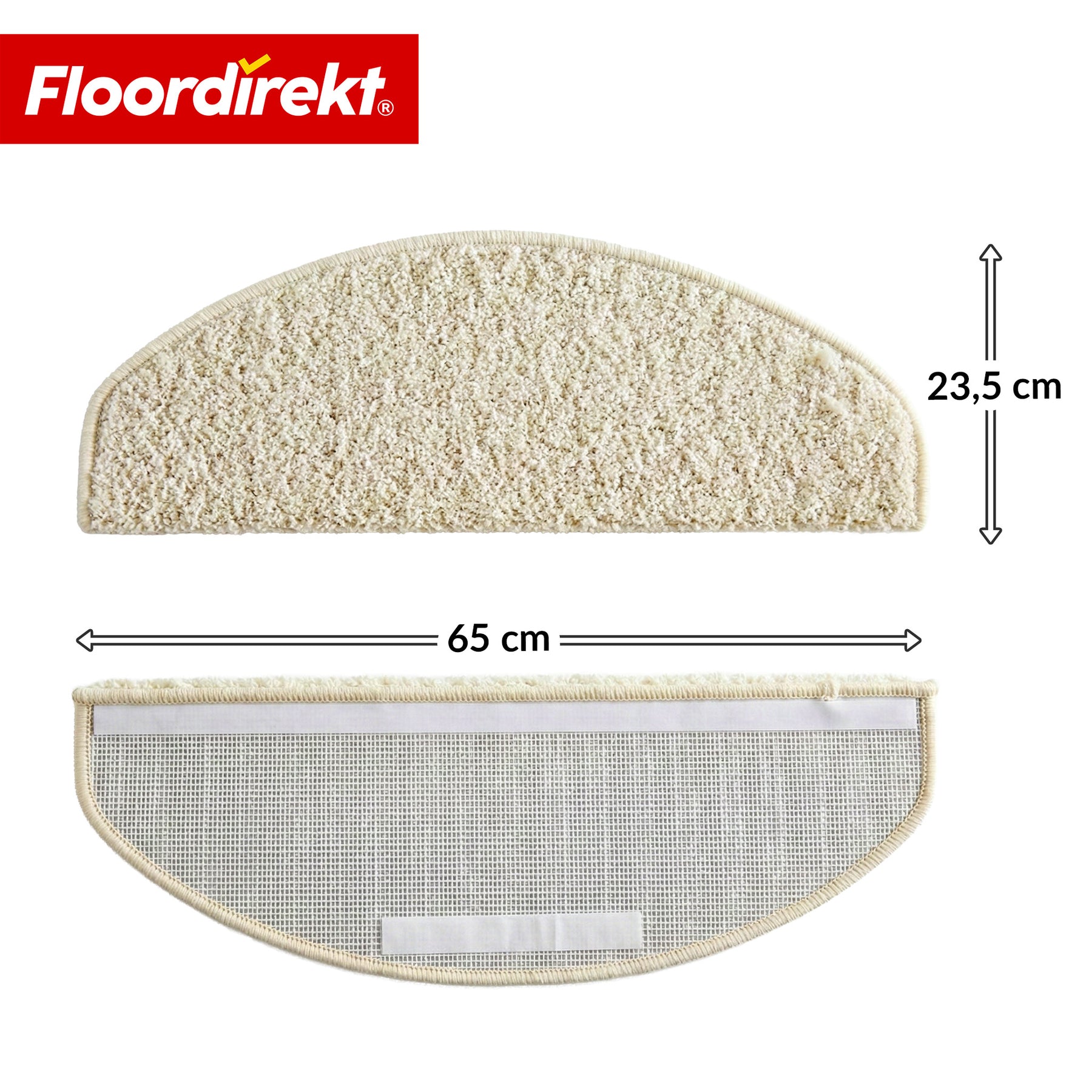 Tapis d’escalier | Madrid | Tapis de marche shaggy demi-rond, autocollant & insonorisant