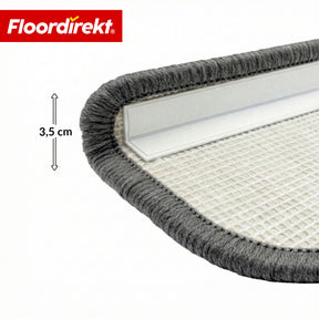 Tapis d’escalier | Madrid | Tapis de marche shaggy demi-rond, autocollant & insonorisant