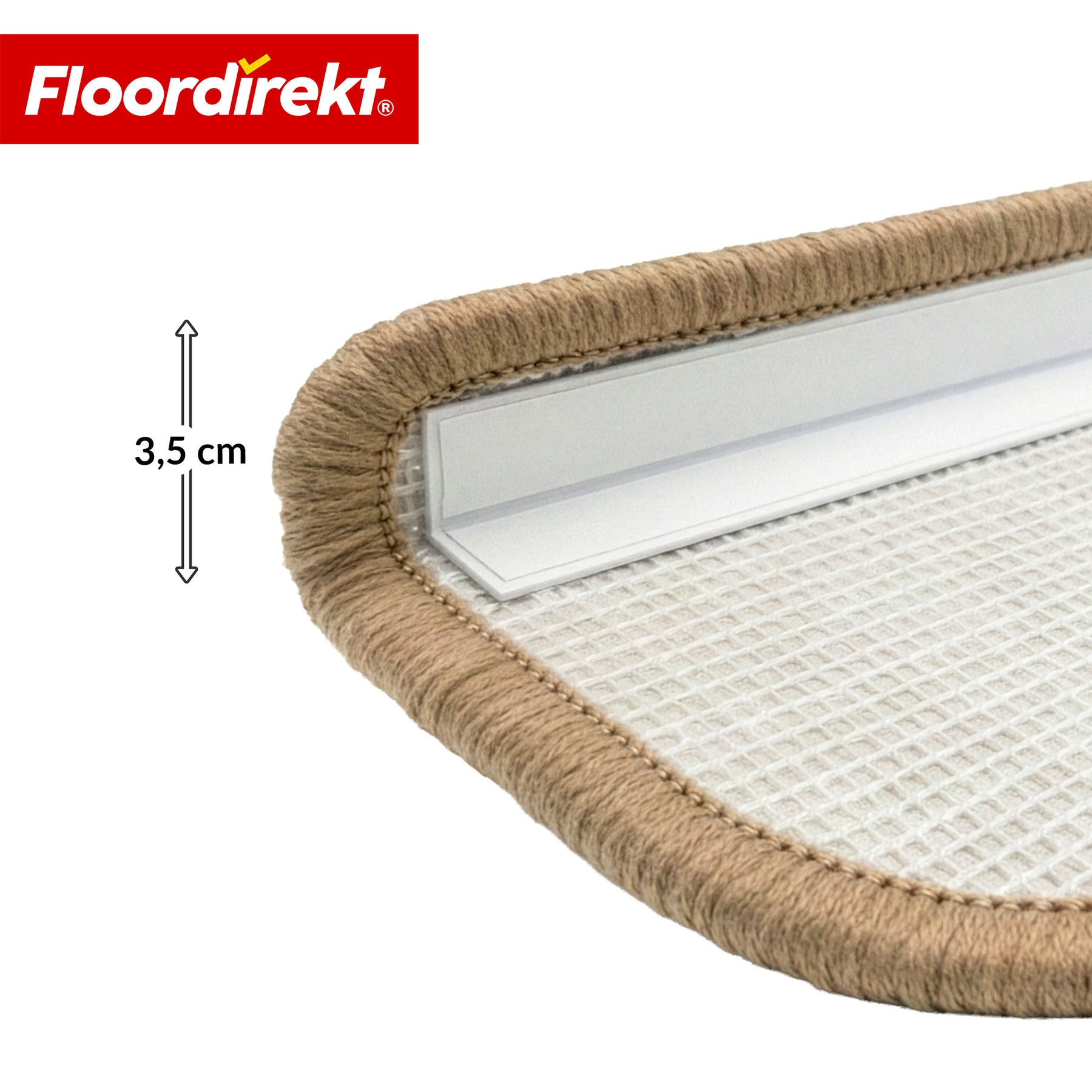Tapis d’escalier | Madrid | Tapis de marche shaggy demi-rond, autocollant & insonorisant
