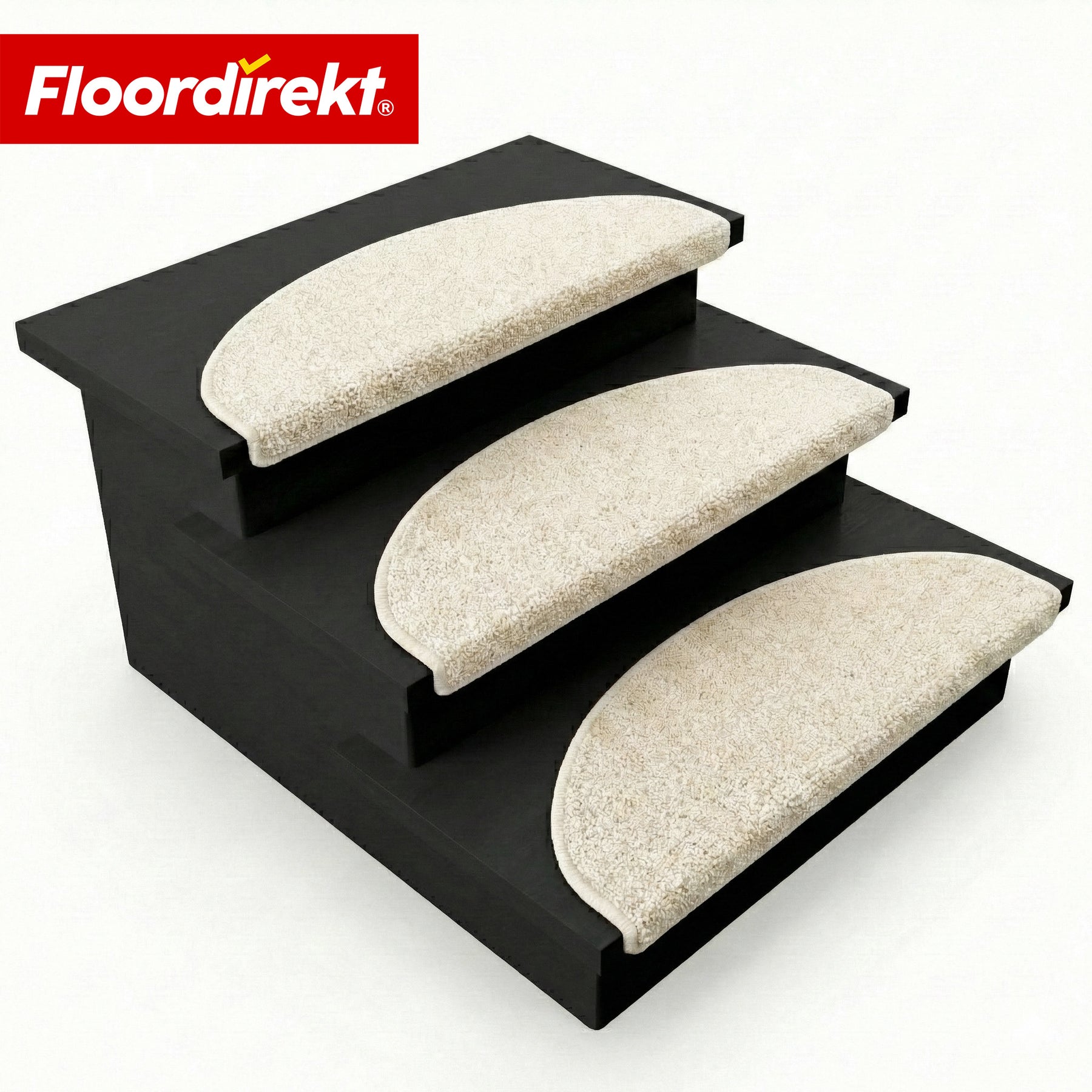 Tapis d’escalier | Madrid | Tapis de marche shaggy demi-rond, autocollant & insonorisant