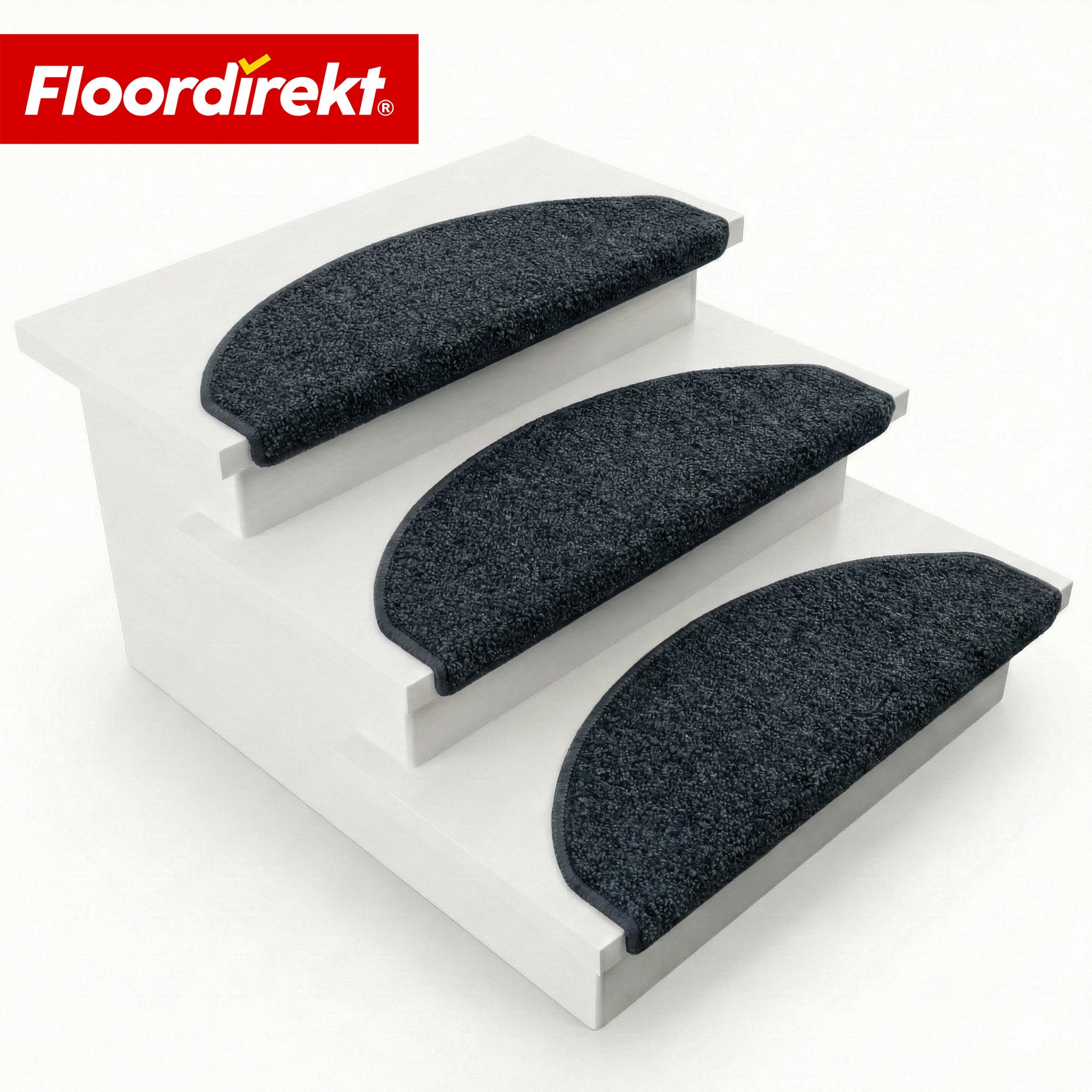 Tapis d’escalier | Madrid | Tapis de marche shaggy demi-rond, autocollant & insonorisant
