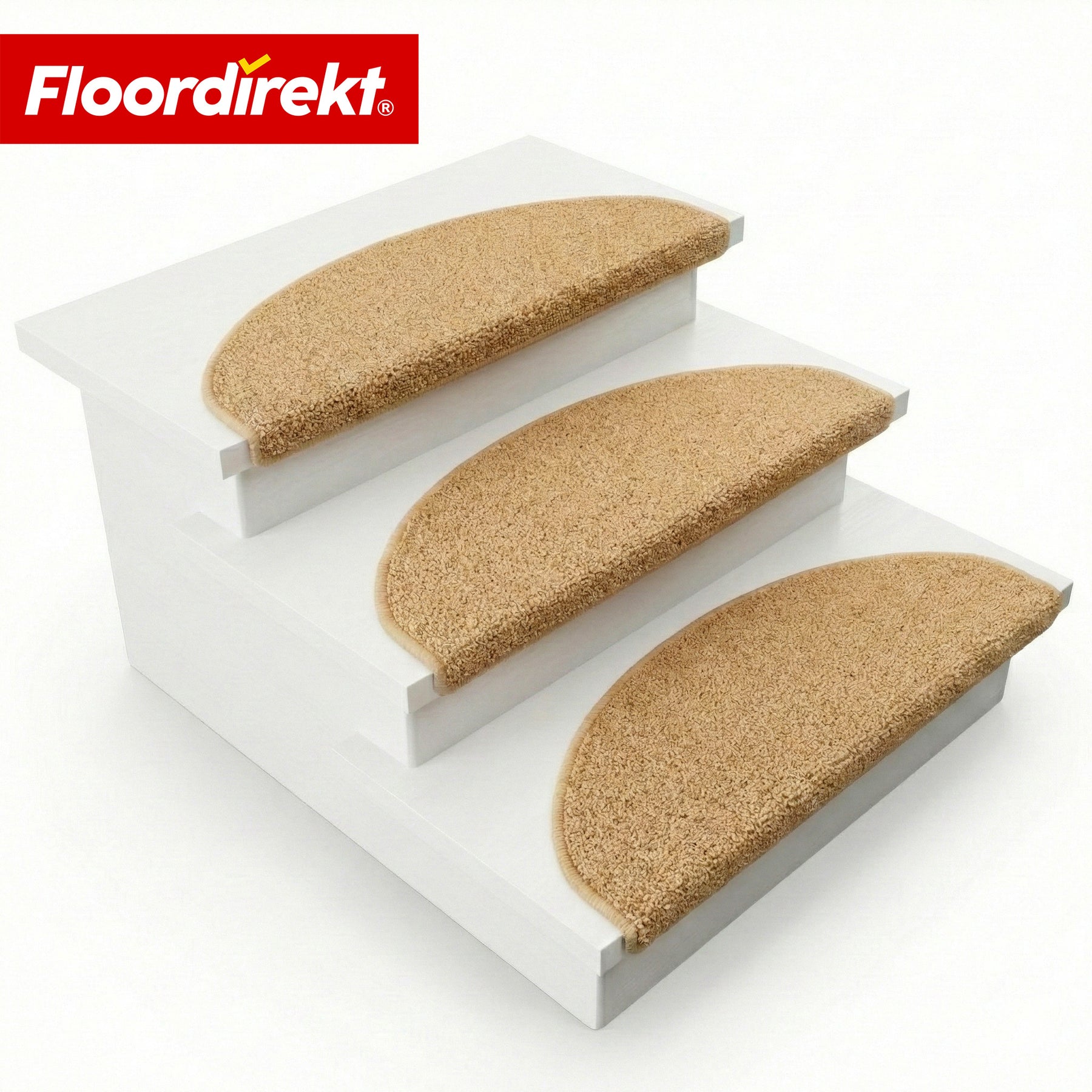 Tapis d’escalier | Madrid | Tapis de marche shaggy demi-rond, autocollant & insonorisant