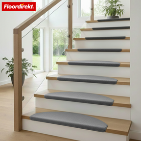 Tapis de marche en velours | Wien | Demi-lune antidérapant en polypropylène robuste | Protection d’escalier, insonorisant & antistatique | Disponible en 4 couleurs modernes
