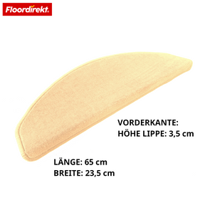 Tapis de marche en velours | Wien | Demi-lune antidérapant en polypropylène robuste | Protection d’escalier, insonorisant & antistatique | Disponible en 4 couleurs modernes