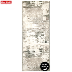 Tapis de couloir | Ravena | Tapis moderne en anthracite, marron & sable | Design abstrait avec envers gel antidérapant