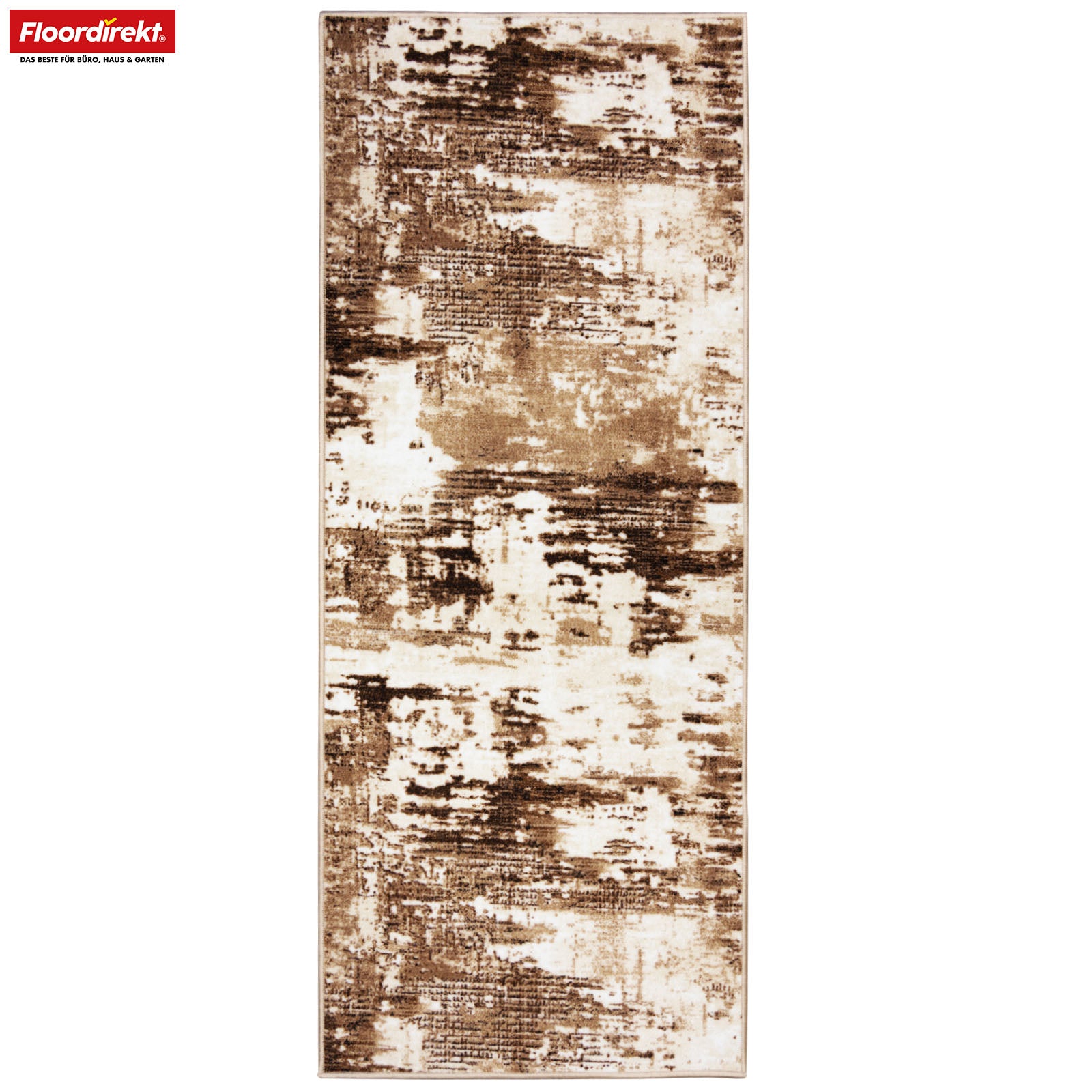 Tapis de couloir | Ravena | Tapis moderne en anthracite, marron & sable | Design abstrait avec envers gel antidérapant