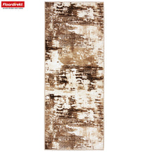 Tapis de couloir | Ravena | Tapis moderne en anthracite, marron & sable | Design abstrait avec envers gel antidérapant