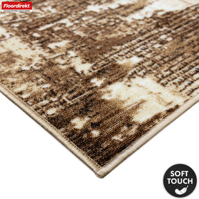 Tapis de couloir | Ravena | Tapis moderne en anthracite, marron & sable | Design abstrait avec envers gel antidérapant