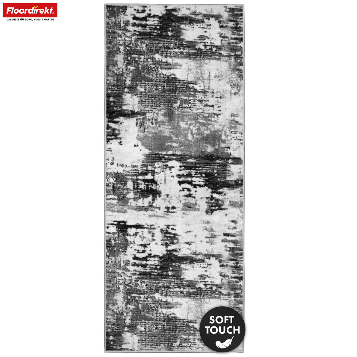 Tapis de couloir | Ravena | Tapis moderne en anthracite, marron & sable | Design abstrait avec envers gel antidérapant