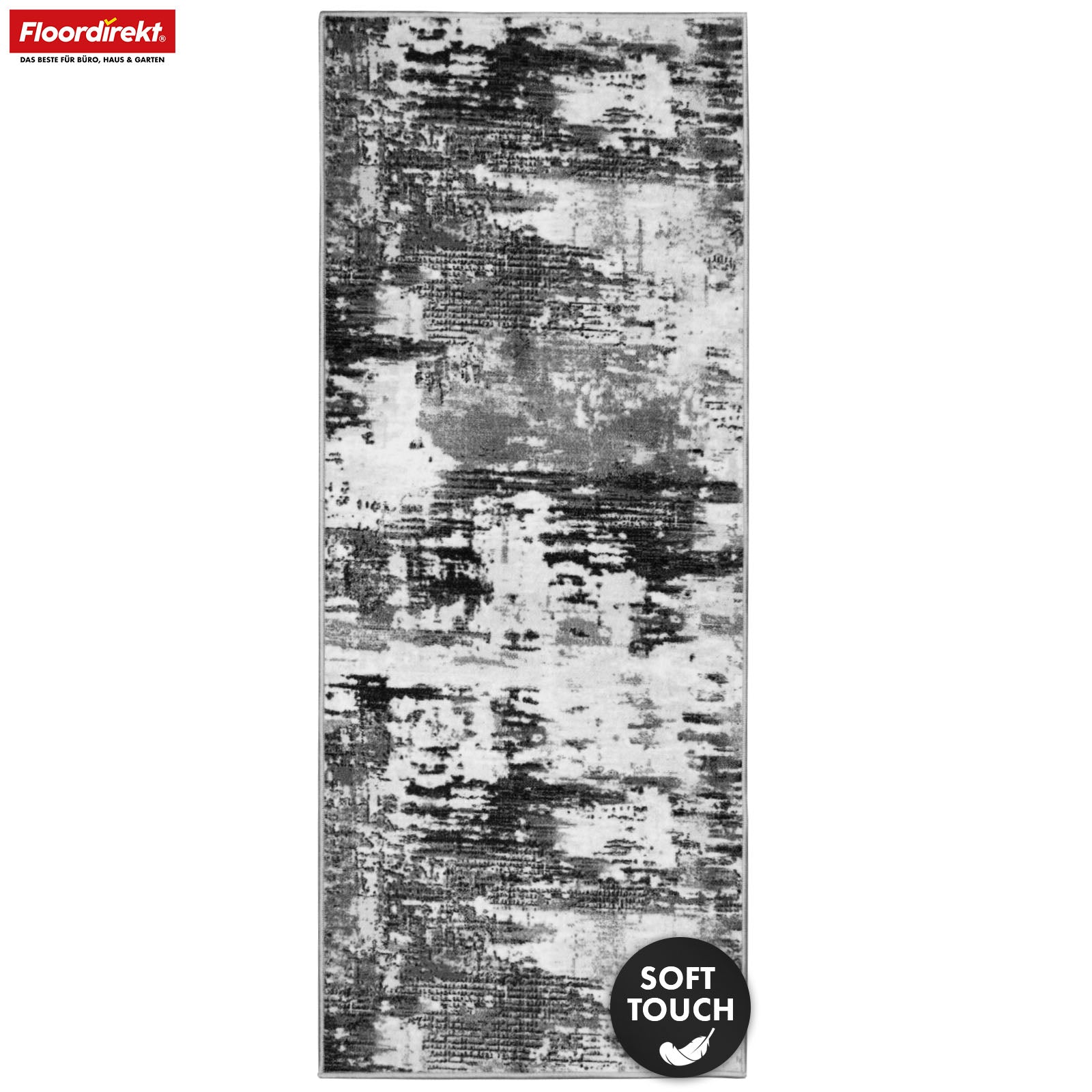 Tapis de couloir | Ravena | Tapis moderne en anthracite, marron & sable | Design abstrait avec envers gel antidérapant