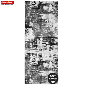 Tapis de couloir | Ravena | Tapis moderne en anthracite, marron & sable | Design abstrait avec envers gel antidérapant