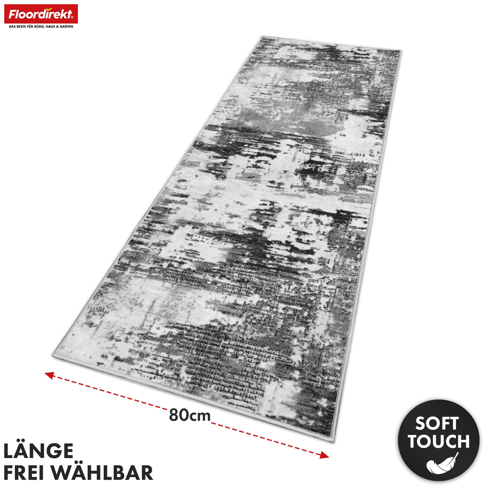 Tapis de couloir | Ravena | Tapis moderne en anthracite, marron & sable | Design abstrait avec envers gel antidérapant