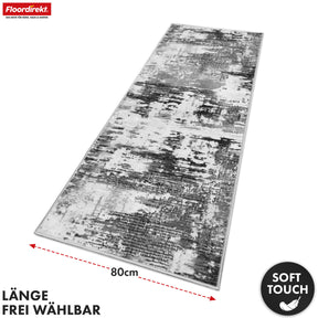 Tapis de couloir | Ravena | Tapis moderne en anthracite, marron & sable | Design abstrait avec envers gel antidérapant