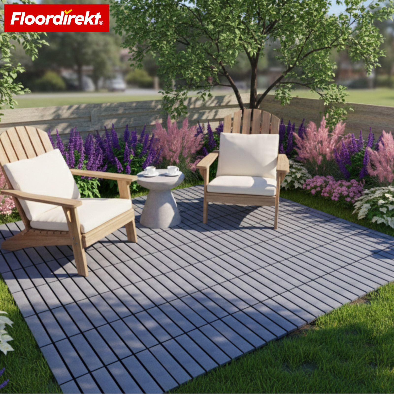 Dalles de terrasse | Elyse | Gris | Dalles clipsables 30x30 cm en polypropylène | Résistantes aux intempéries, faciles d’entretien & simples à poser