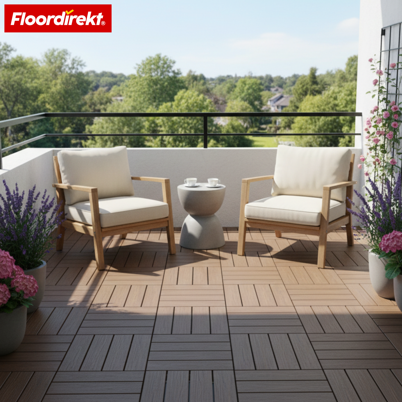 Dalles de terrasse | Majestic | Marron | 30x30 cm Dalles clipsables effet lames de bois | Résistantes aux intempéries & faciles d’entretien