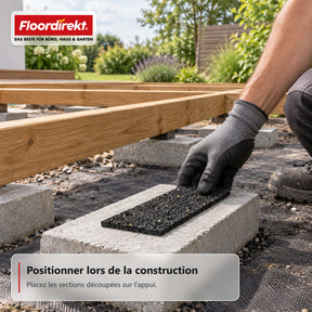 Bande de protection pour terrasse | Granulés de caoutchouc | 8 cm × 5 mm | Rouleau 5–30 m