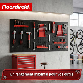 Mur à outils | Parker | Panneau perforé en métal avec accessoires | Support à outils pour atelier et garage