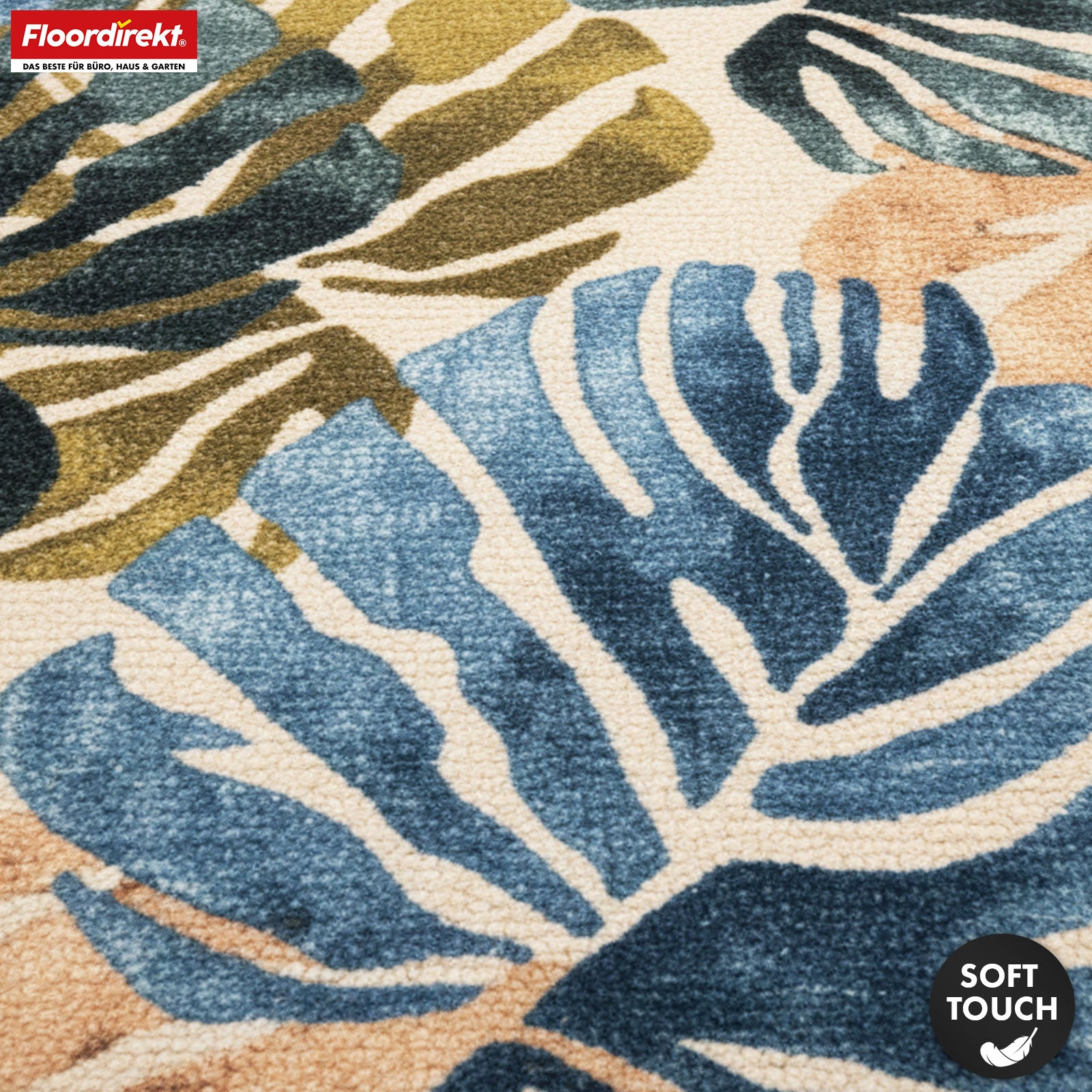Tapis de salon | Amazonia | Tapis moderne à motif de feuilles | Antidérapant, résistant & facile d’entretien | Disponible en plusieurs tailles