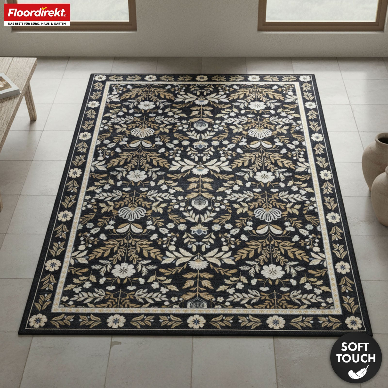 Tapis de salon | Aristo | Tapis élégant au motif floral classique | Antidérapant, durable & facile d’entretien | Disponible en plusieurs tailles