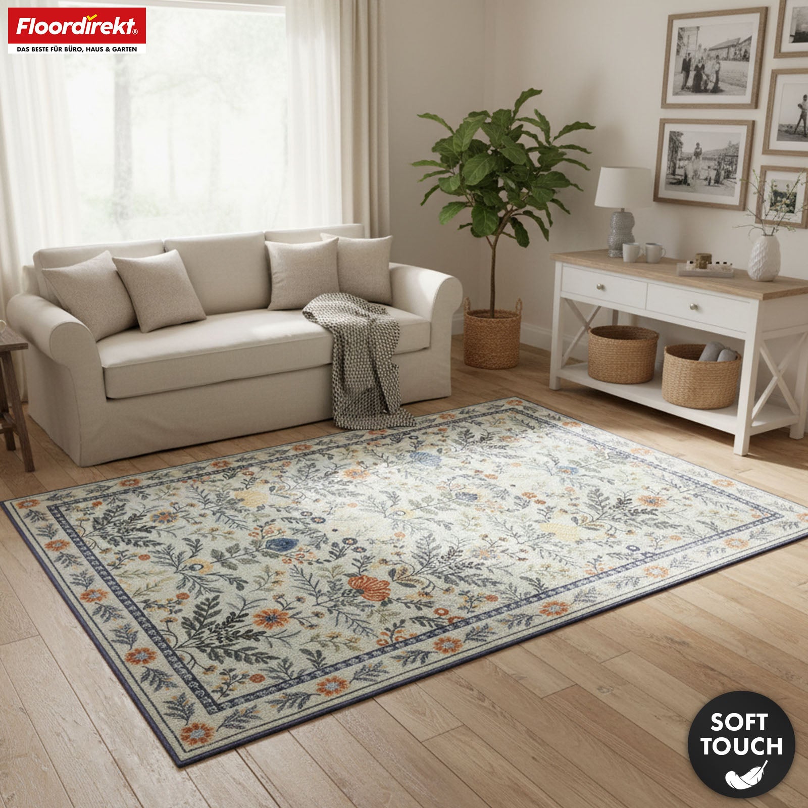 Tapis de salon | Cascada | Tapis élégant à motif floral aux couleurs harmonieuses | Antidérapant, résistant & facile d’entretien | Disponible en plusieurs tailles
