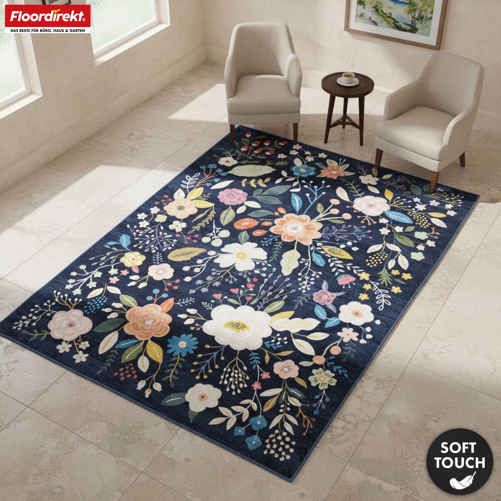Tapis de salon | Damaskus | Tapis moderne au design floral | Antidérapant, résistant & facile d’entretien | Disponible en plusieurs tailles