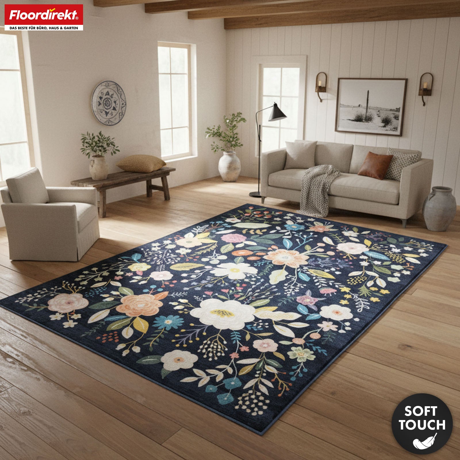 Tapis de salon | Damaskus | Tapis moderne au design floral | Antidérapant, résistant & facile d’entretien | Disponible en plusieurs tailles