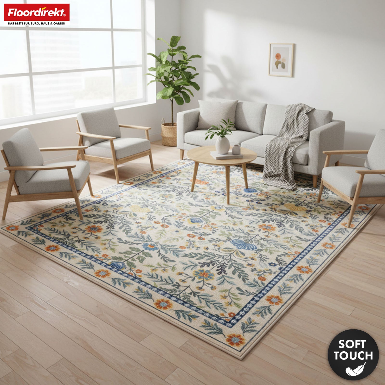 Tapis de salon | Orientalis | Tapis classique au motif floral oriental | Antidérapant, résistant & facile d’entretien | Disponible en plusieurs tailles