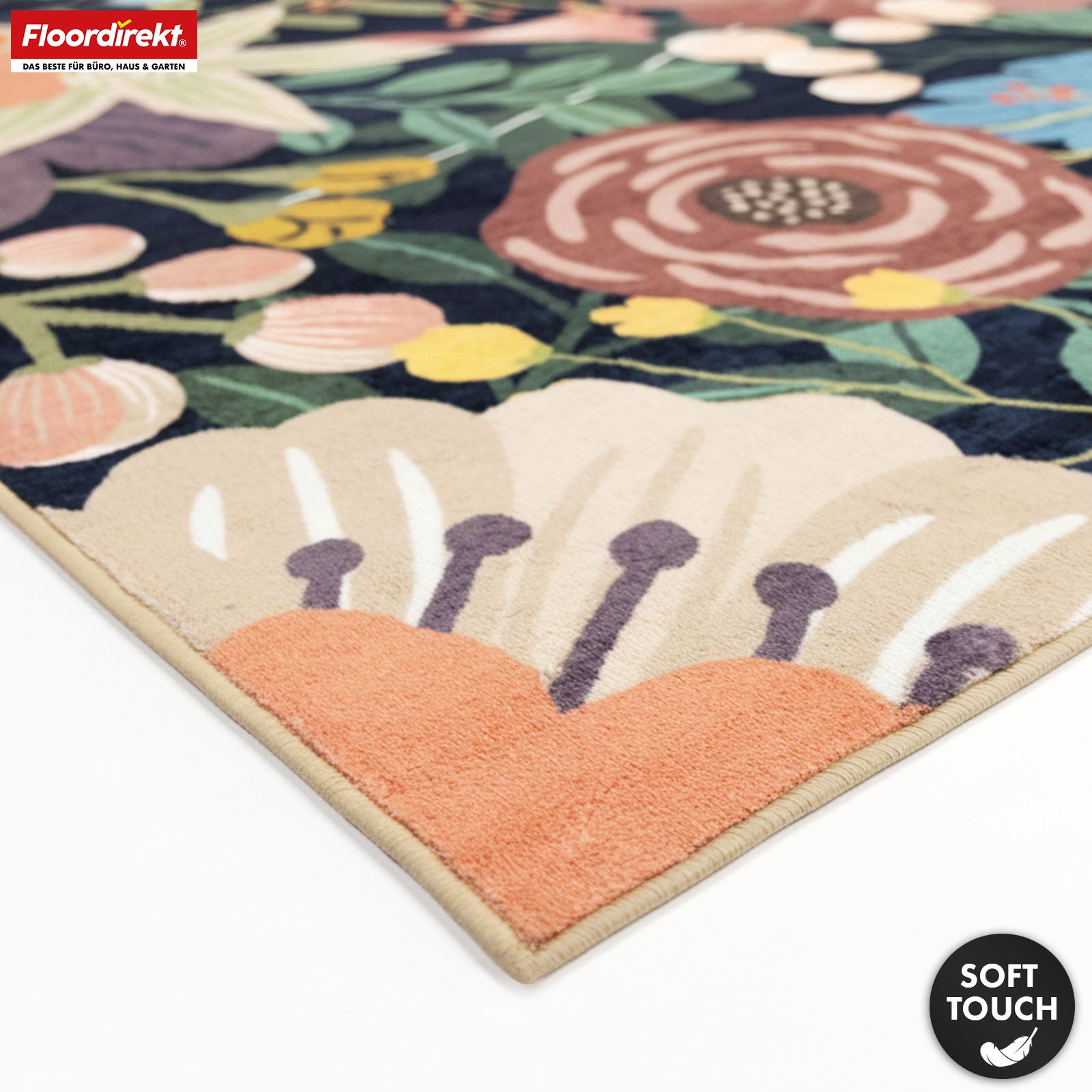 Tapis de salon | Tropica | Tapis moderne à motif floral tropical | Antidérapant, résistant & facile d’entretien | Disponible en plusieurs tailles