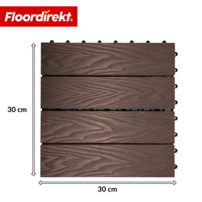 Dalle de terrasse WPC | Noble 3D | Dalle clipsable moderne 30 x 30 cm pour balcon & terrasse