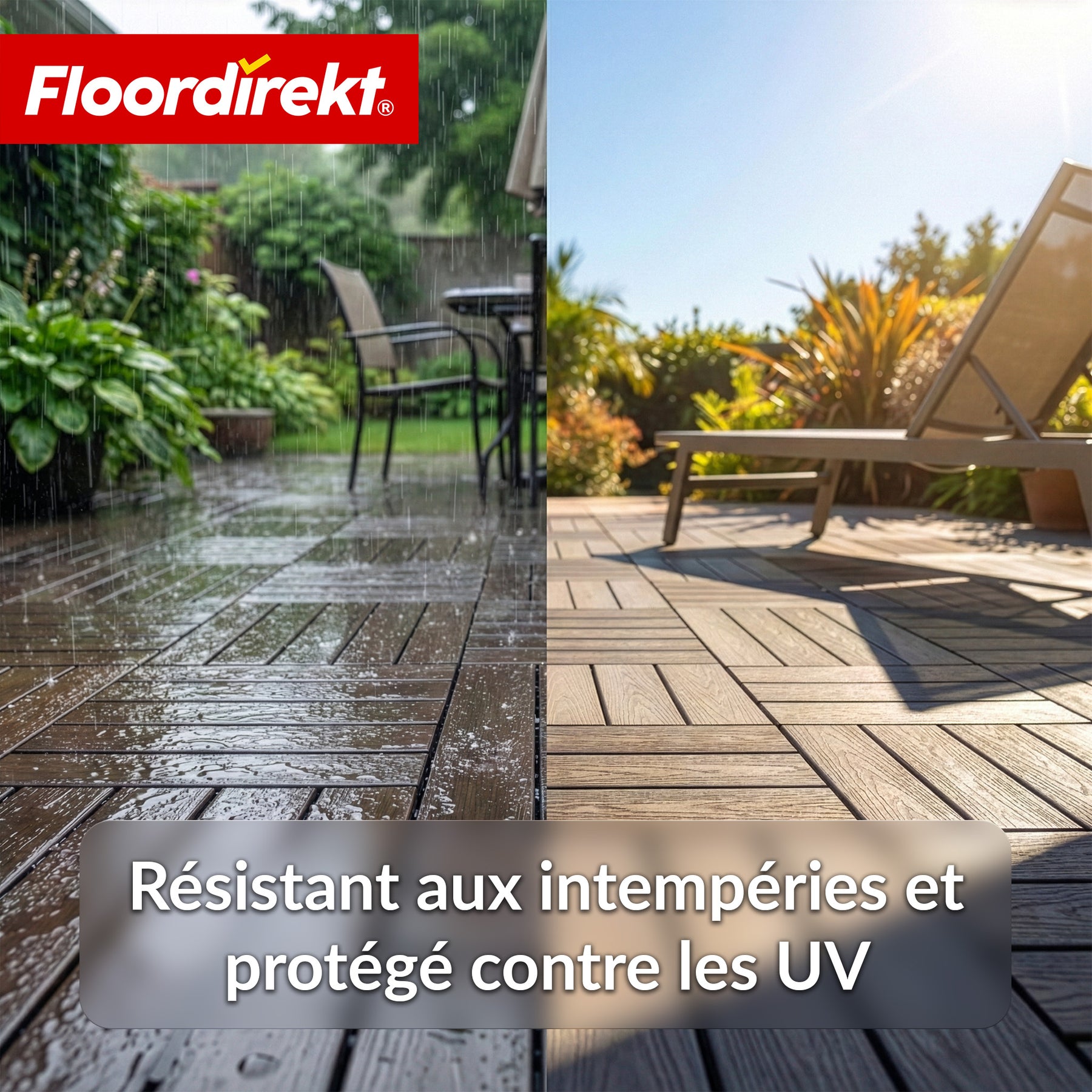 Dalle de terrasse WPC | Noble 3D | Dalle clipsable moderne 30 x 30 cm pour balcon & terrasse