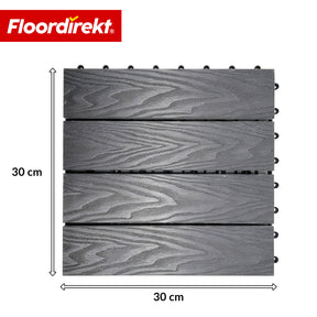 Dalle de terrasse WPC | Noble 3D | Dalle clipsable moderne 30 x 30 cm pour balcon & terrasse