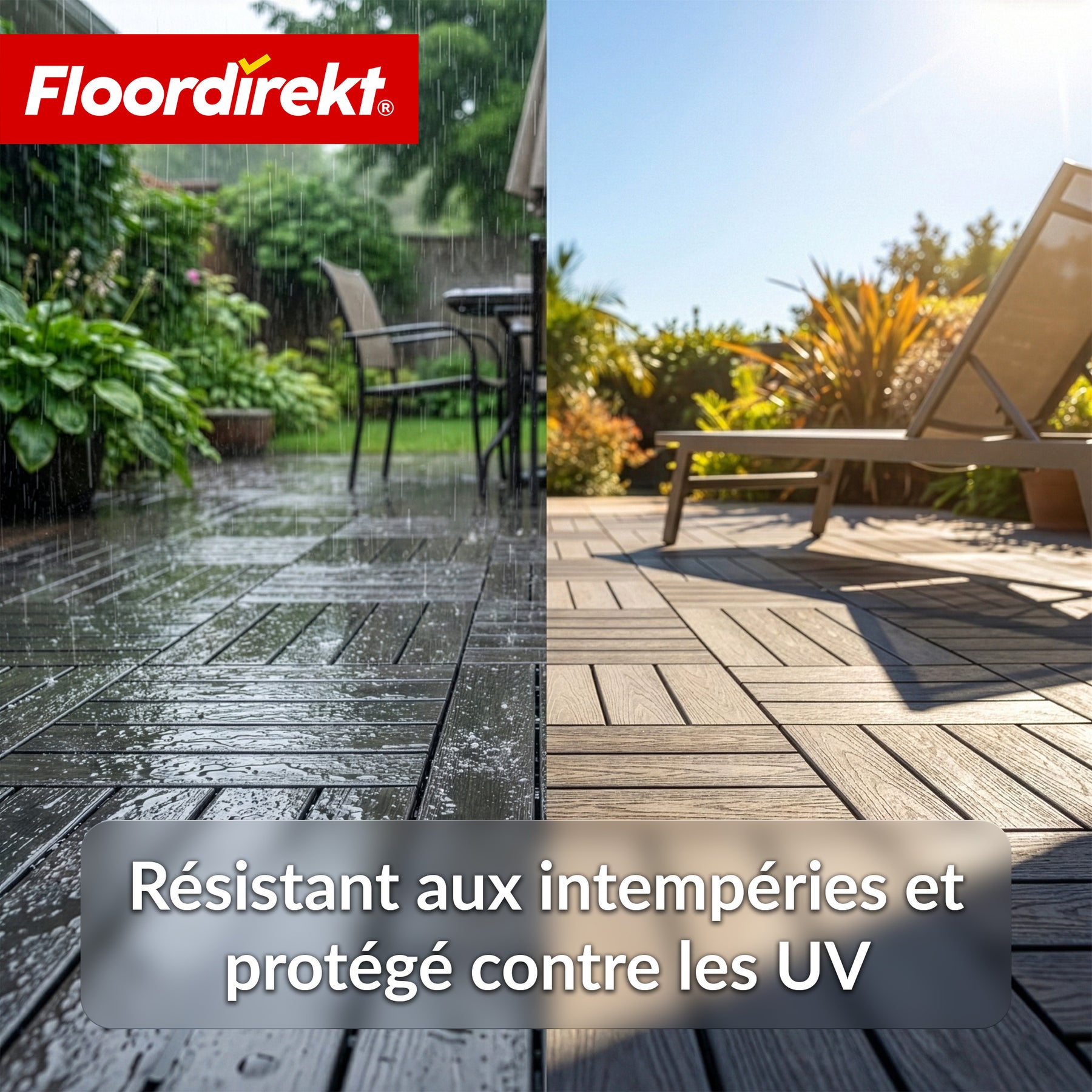 Dalle de terrasse WPC | Noble 3D | Dalle clipsable moderne 30 x 30 cm pour balcon & terrasse