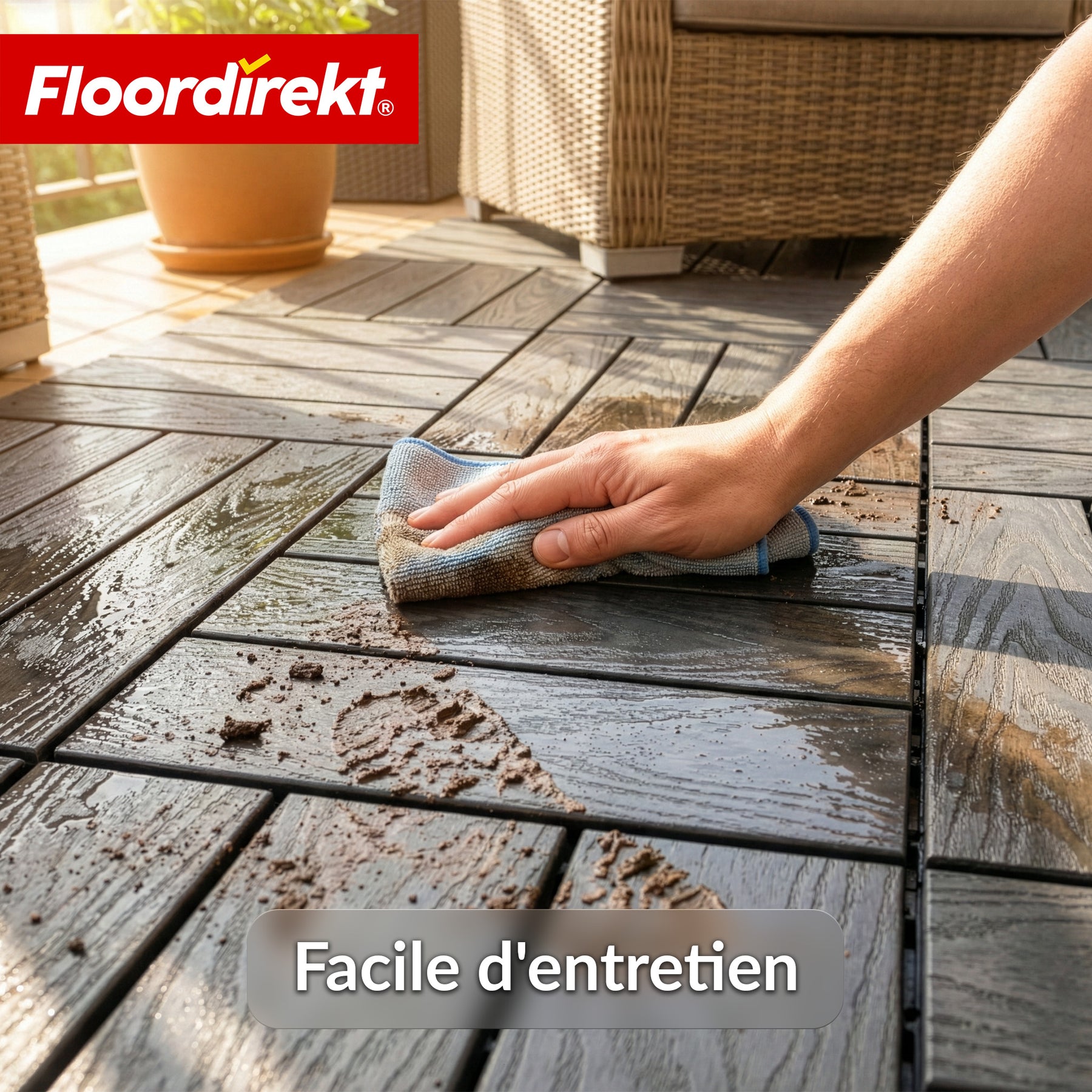 Dalle de terrasse WPC | Noble 3D | Dalle clipsable moderne 30 x 30 cm pour balcon & terrasse