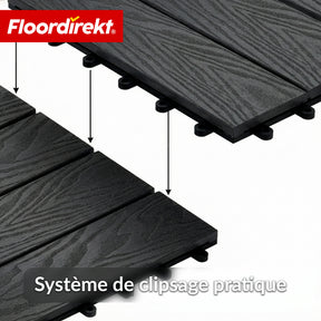 Dalle de terrasse WPC | Noble 3D | Dalle clipsable moderne 30 x 30 cm pour balcon & terrasse