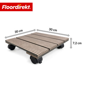 Chariot pour plantes en WPC | Marquis | Support roulant 30 x 30 cm | Roulettes pivotantes 360° avec frein | Charge jusqu’à 80 kg