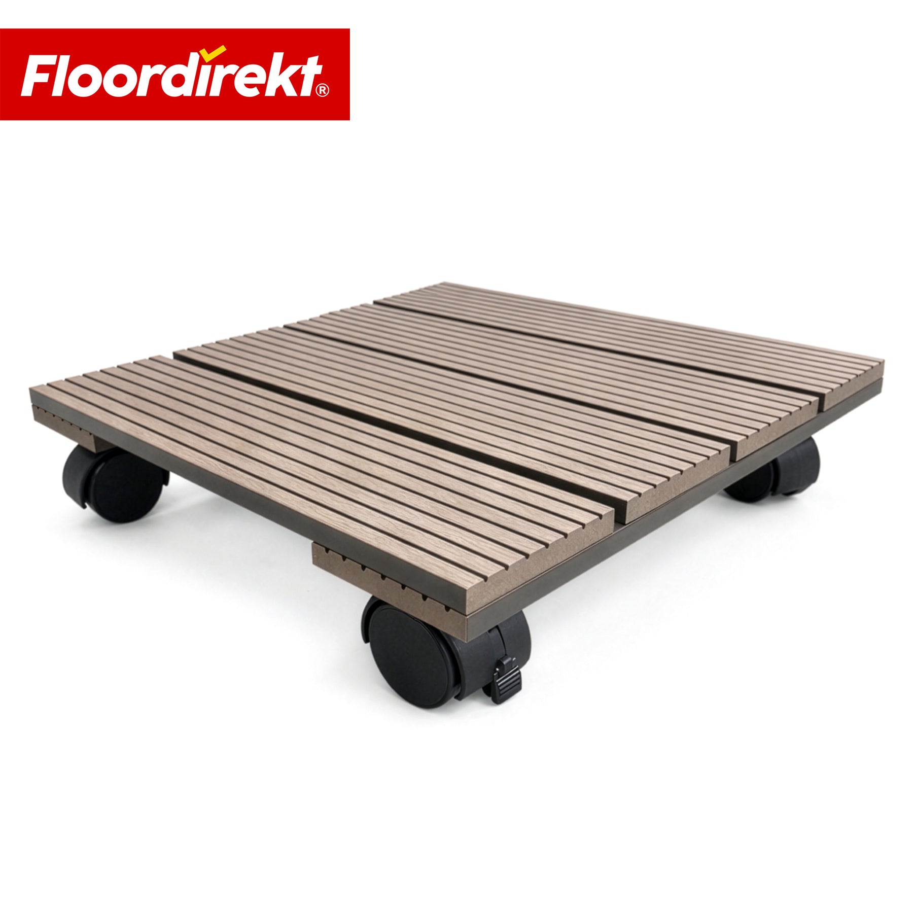 Chariot pour plantes en WPC | Marquis | Support roulant 30 x 30 cm | Roulettes pivotantes 360° avec frein | Charge jusqu’à 80 kg