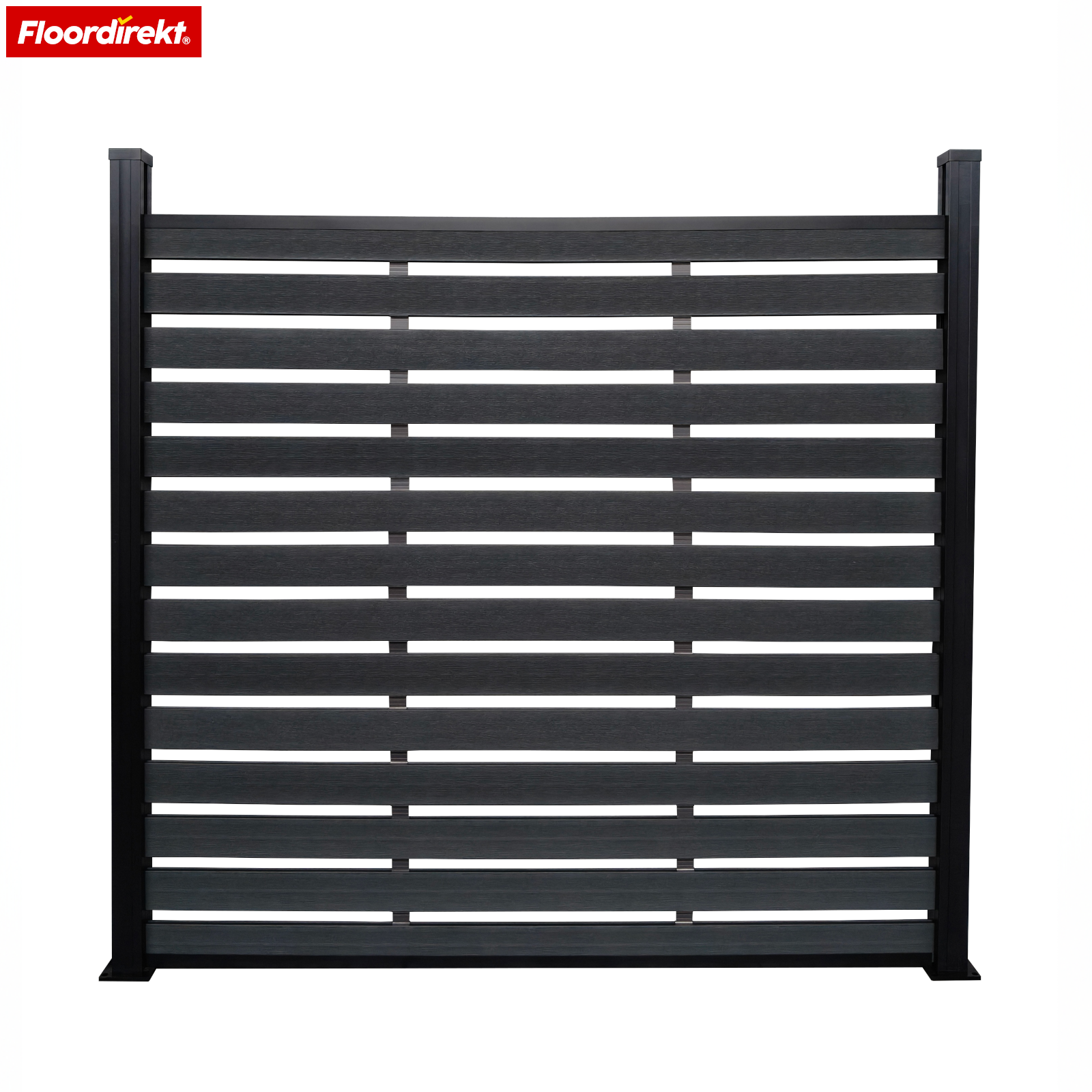 Clôture d’intimité WPC | Capri | 180x180 cm Noir | Résistante aux UV, imperméable & facile d’entretien avec poteaux en aluminium