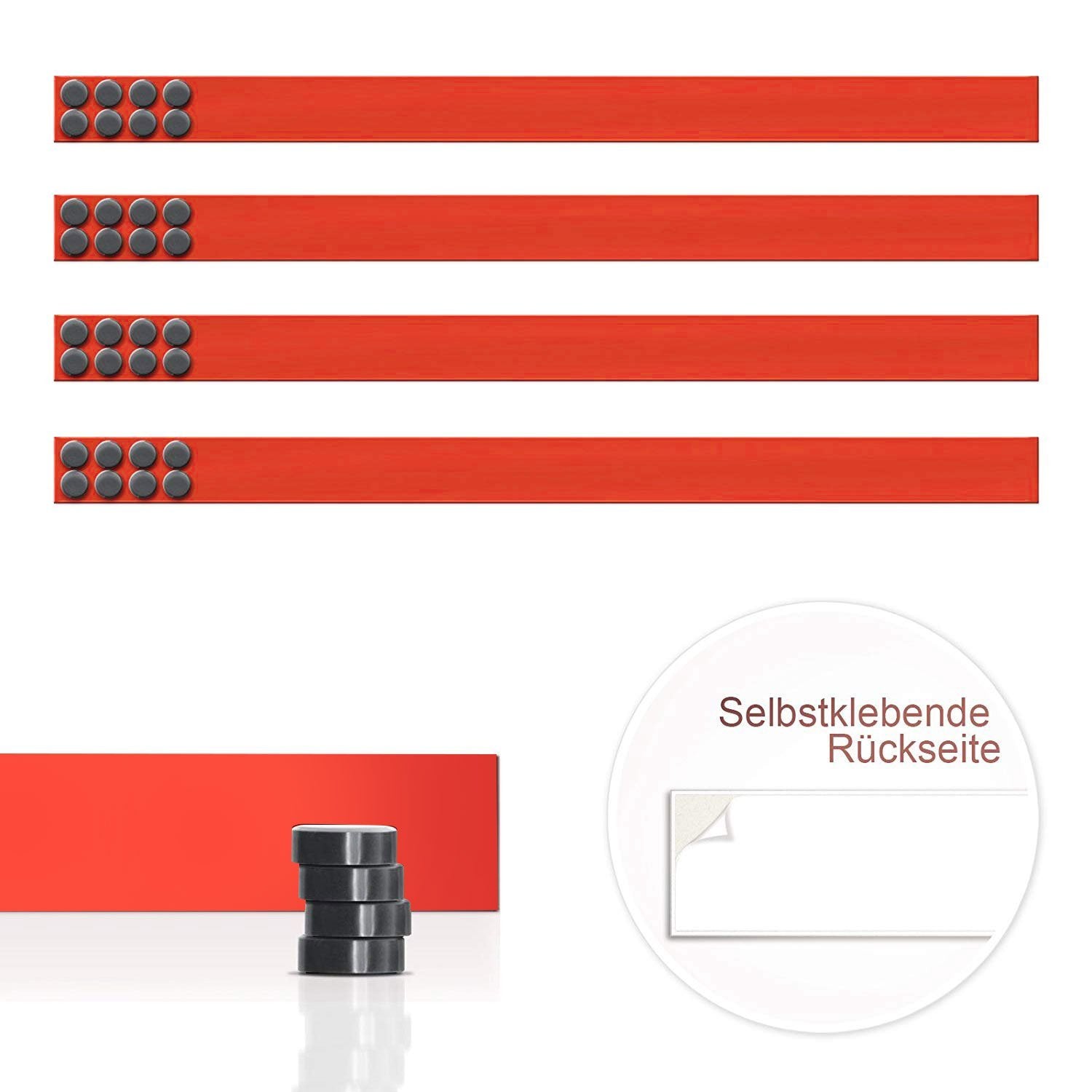 4er-Set Magnetleisten  2 Längen  5 Farben | Rouge