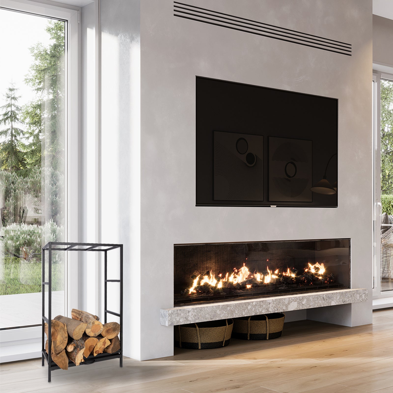 Étagère pour bois de cheminée | Chios | 50 x 25 x 80 cm