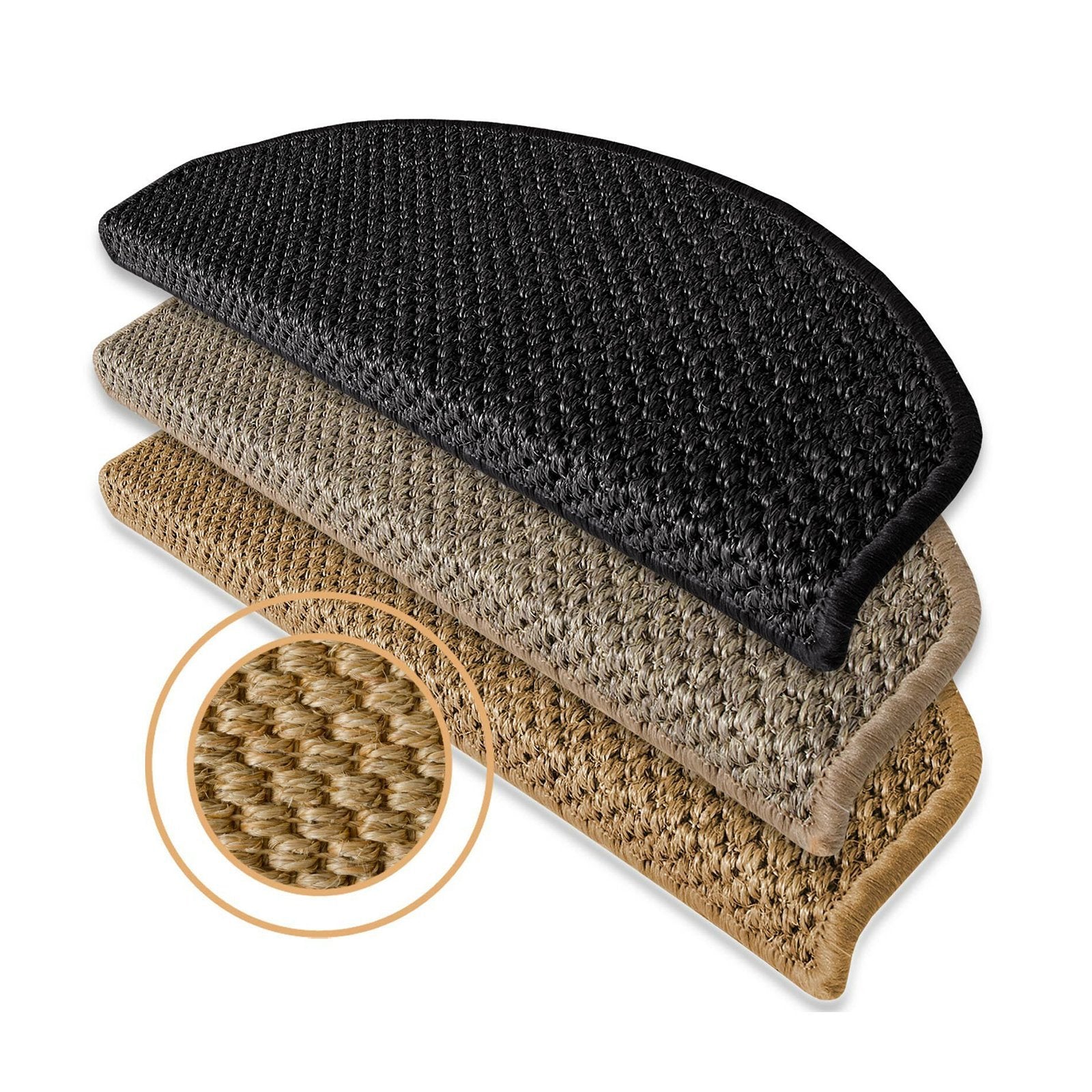 Tapis de marche en sisal Tiger Eye | Demi-rond ou carré | 4 couleurs