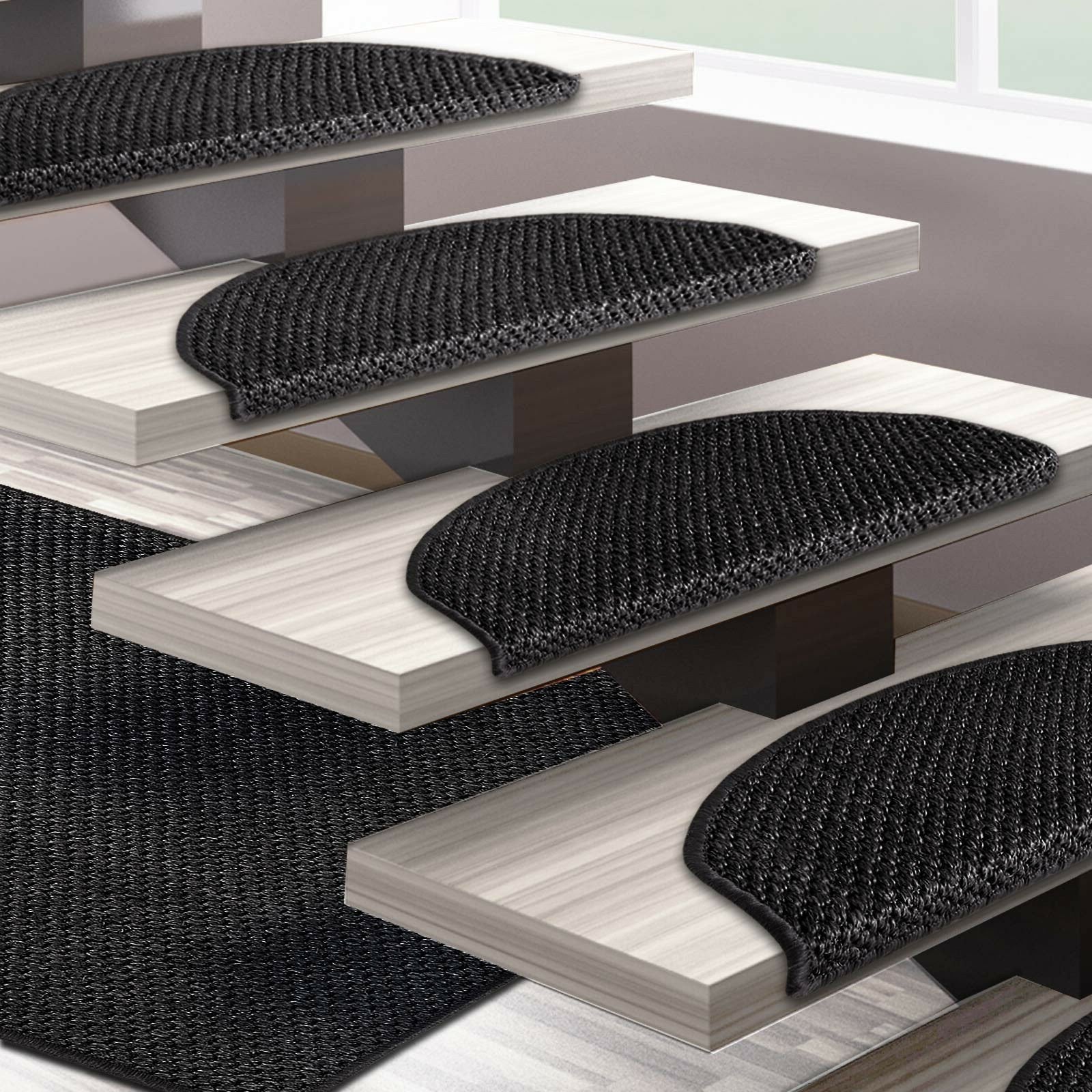 Sisal-Stufenmatte Tiger-Eye Semicirculaire oder eckig 3 Farben | Anthracite